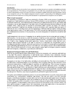 Multiple Land Use Concepts: Summary of Lecture 1 (Rural Land Use) - Studocu