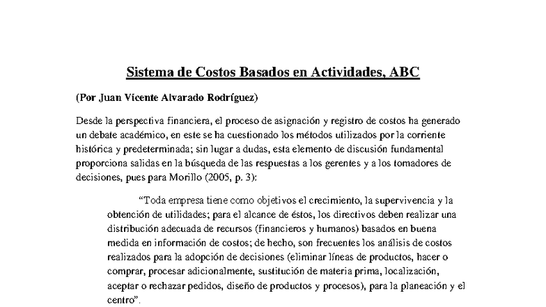 Costos ABC: Análisis y Aplicaciones en la Gestión Empresarial - Studocu