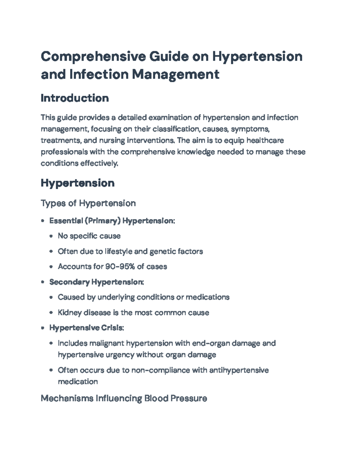 Comprehensive Guide on Hypertension and Infection Management ...