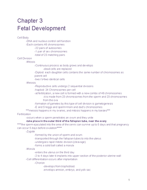 OB-Chapter-4 - Lecture notes for OB - Chapter 4 Prenatal Care and ...