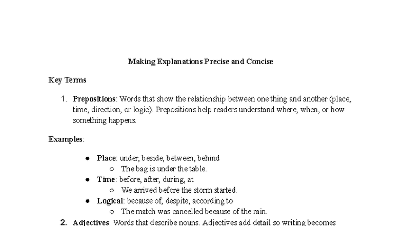 Mathematics Note: Key Terms on Precise Language and Relationships - Studocu