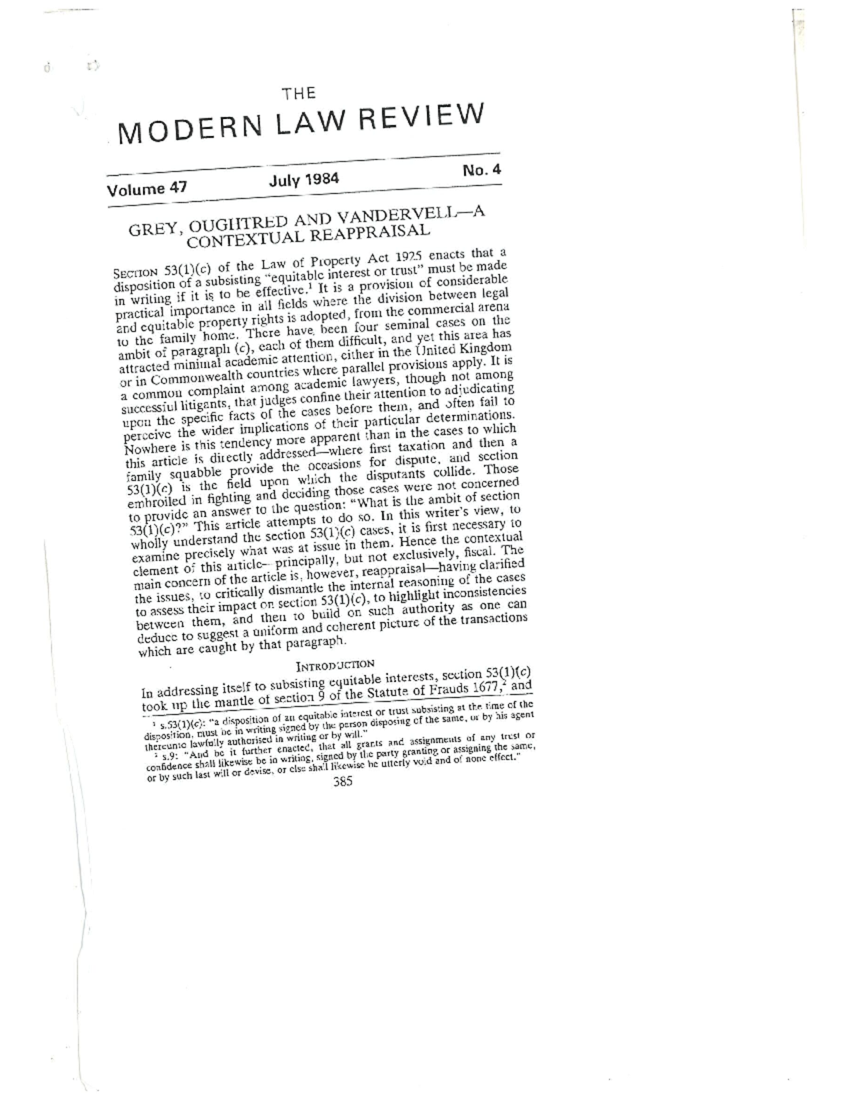 The Modern Law Review - July 1984: Grey, Oughtred & Vandervell ...