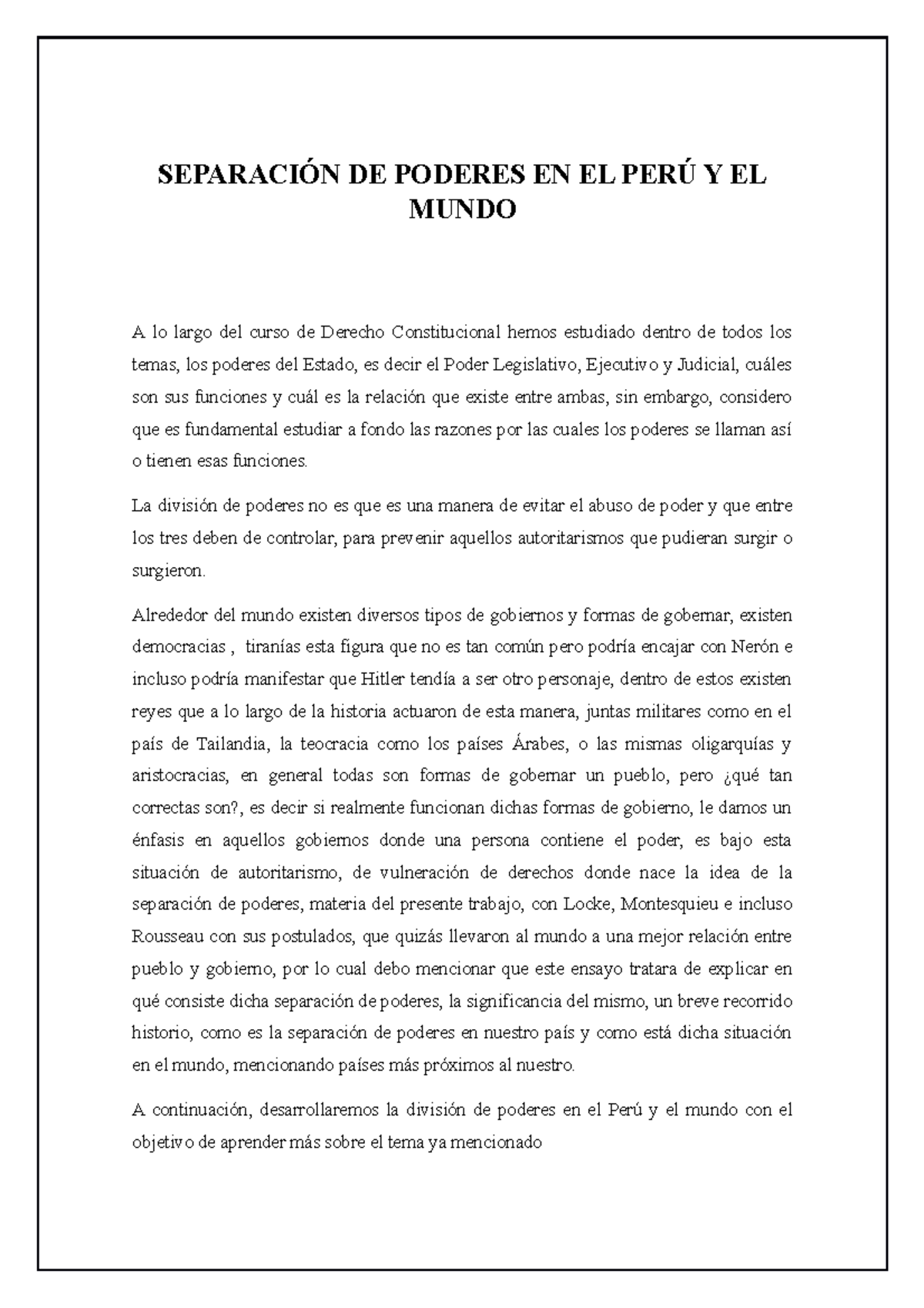 Separacion de Poderes en el Perú y el mundo - SEPARACIÓN DE PODERES EN ...