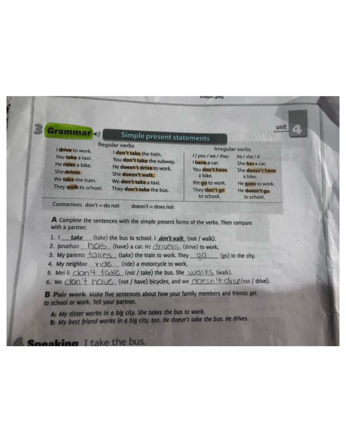 Grammar Unit 4: Simple Present Statements & Regular/Irregular Verbs ...