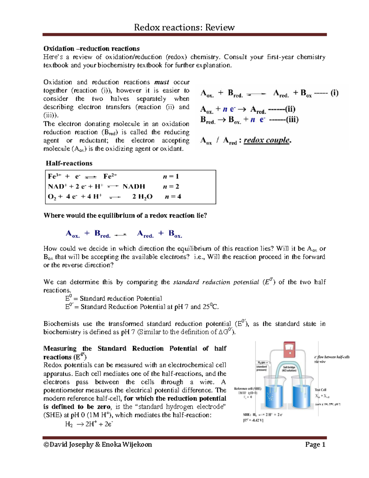 Redox Reactions: A Comprehensive Review for Chemistry (CHEM 101) - Studocu