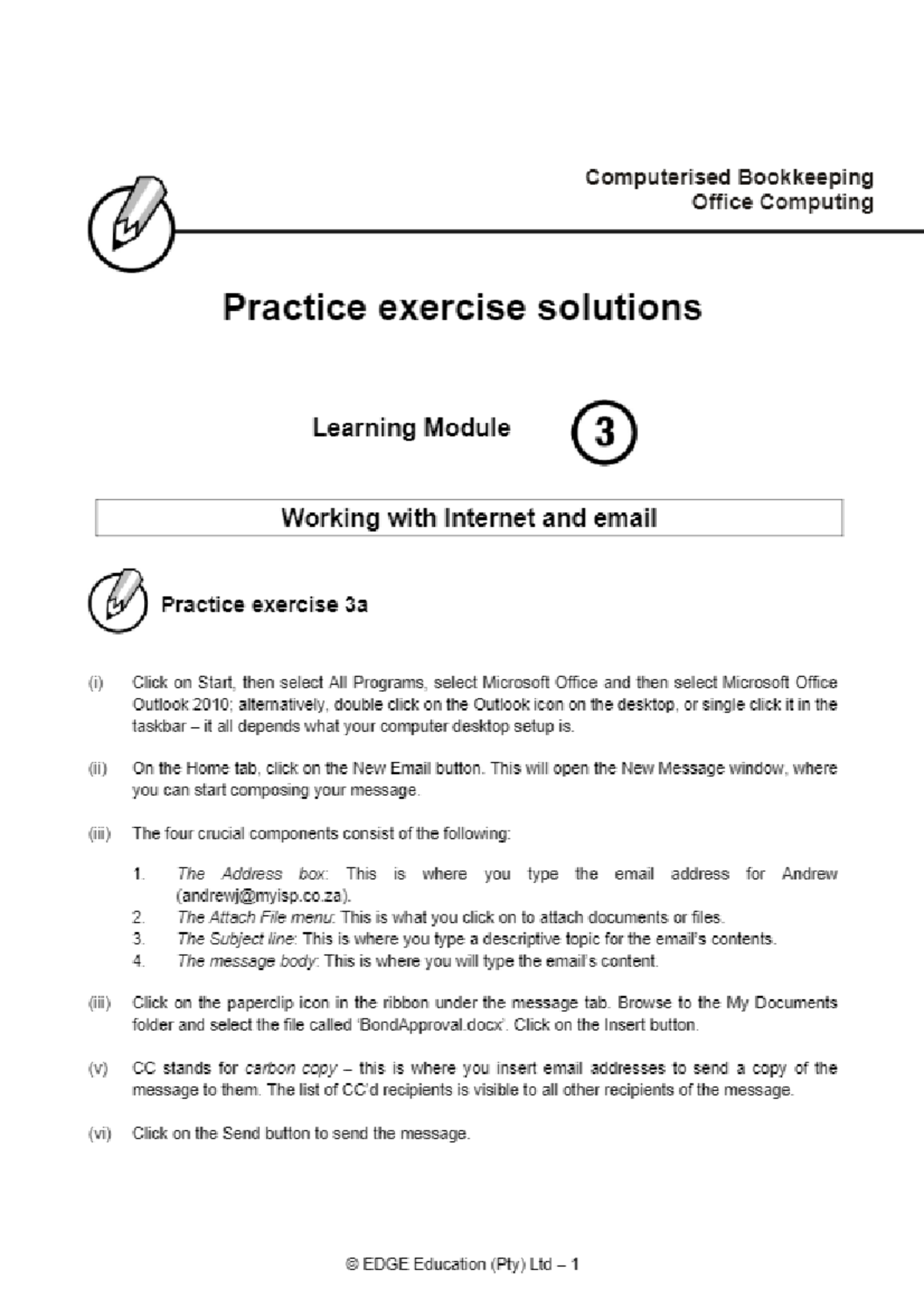 Learning Module 3: Computerised Bookkeeping Practice Exercise Solutions ...