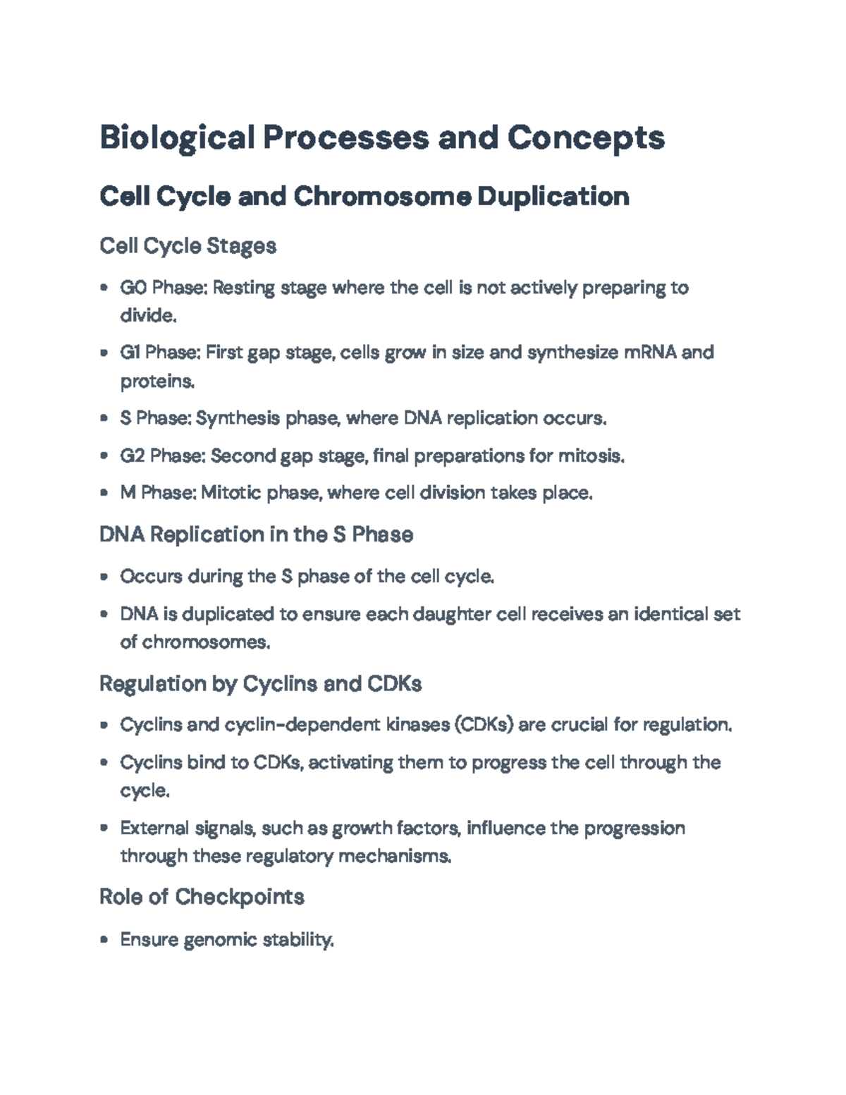 Comprehensive Overview of Biological Processes and Concepts ...