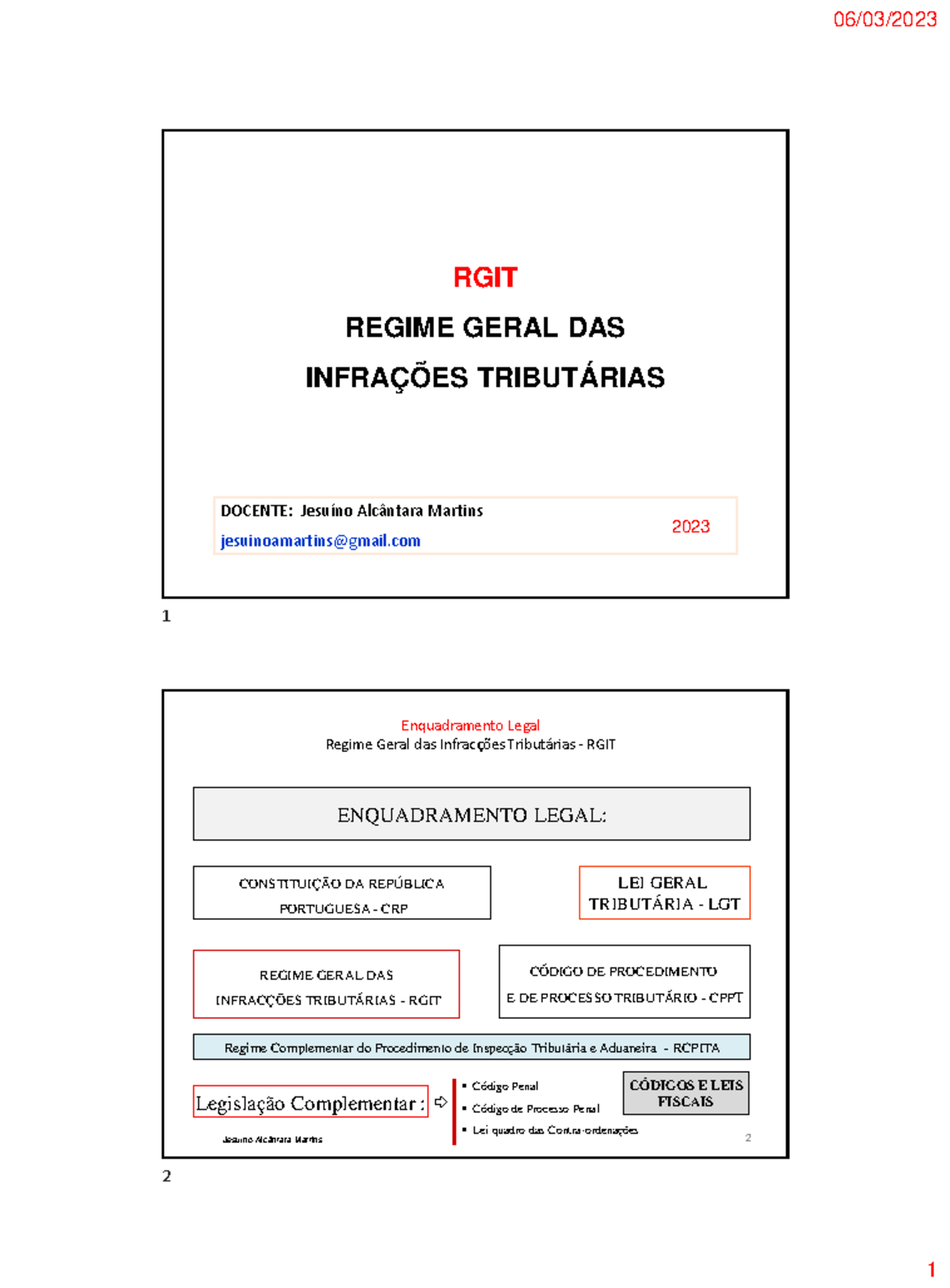 Notas de Estudo sobre o Regime Geral das Infracções Tributárias (RGIT ...