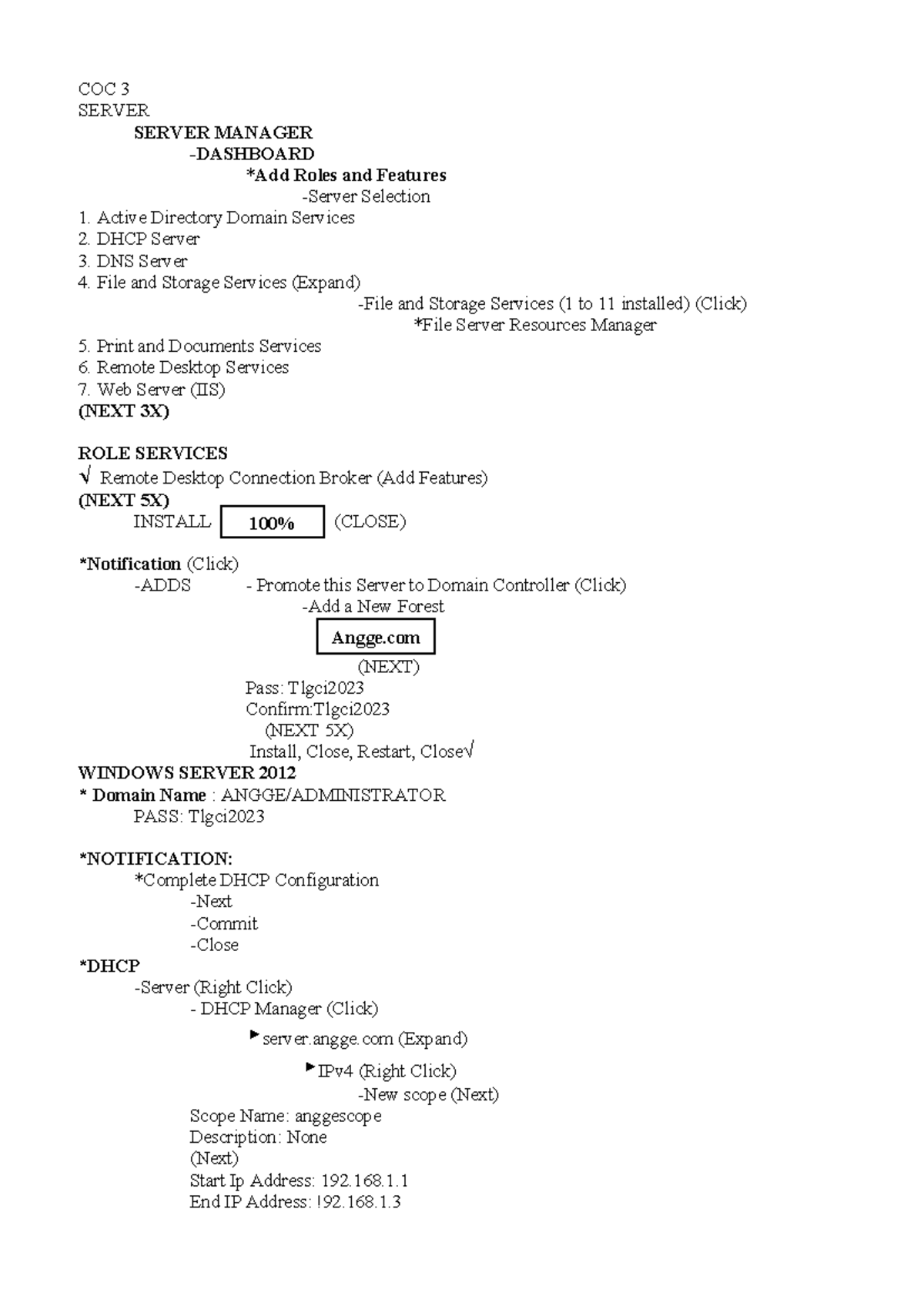COC-3-1: Windows Server 2012 Setup and Configuration Guide - Studocu