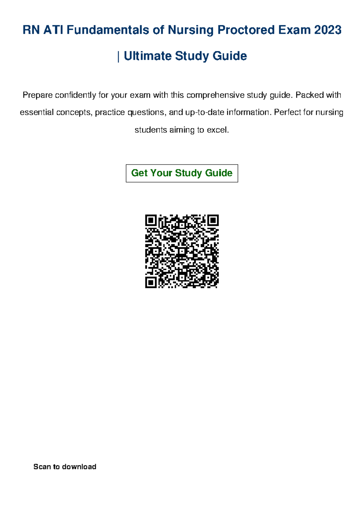 RN ATI Fundamentals of Nursing Proctored Exam 2023 Study Guide - Studocu