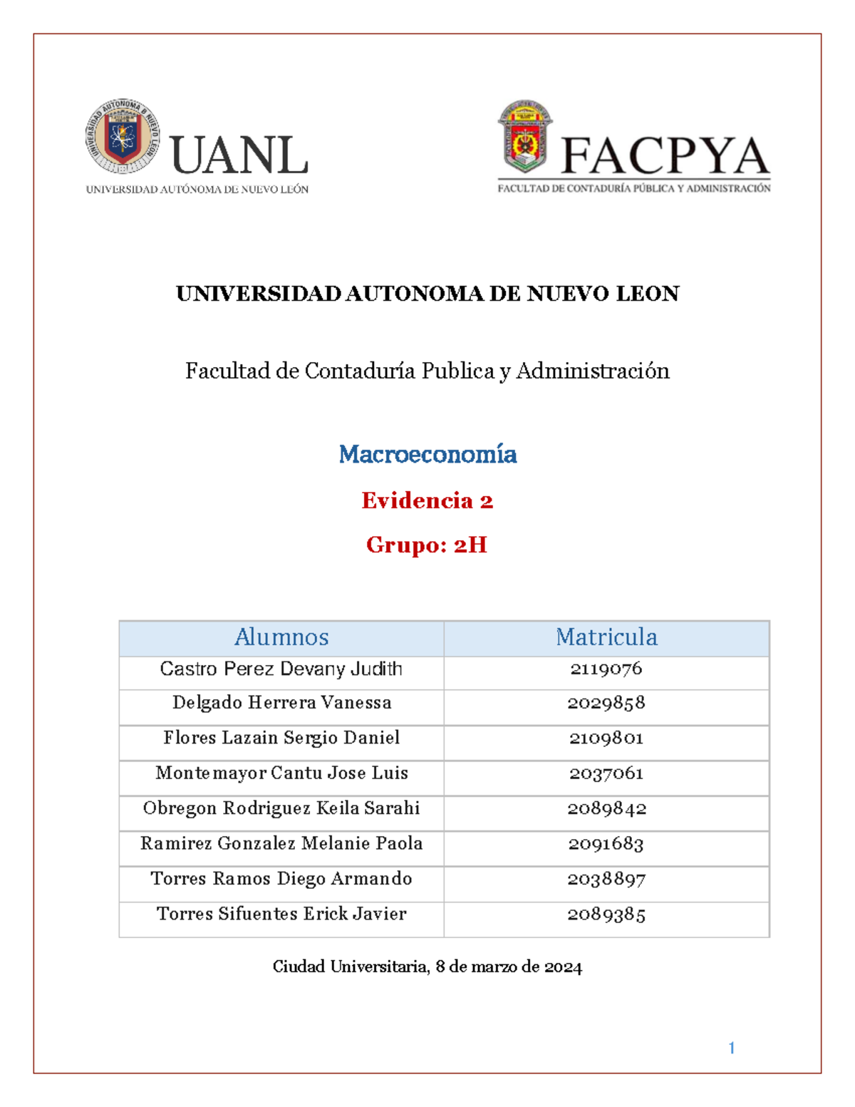 EV2 Macroeconomia - UNIVERSIDAD AUTONOMA DE NUEVO LEON Facultad de ...