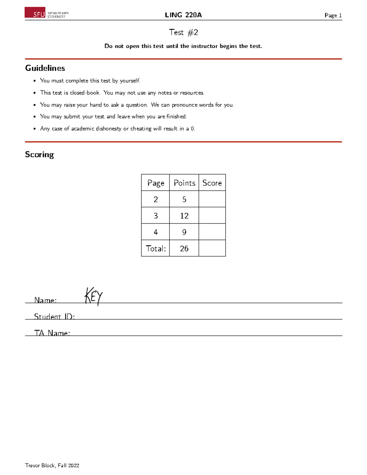 Test 2 - Version A - Solutions - Test Do not open this test until the ...