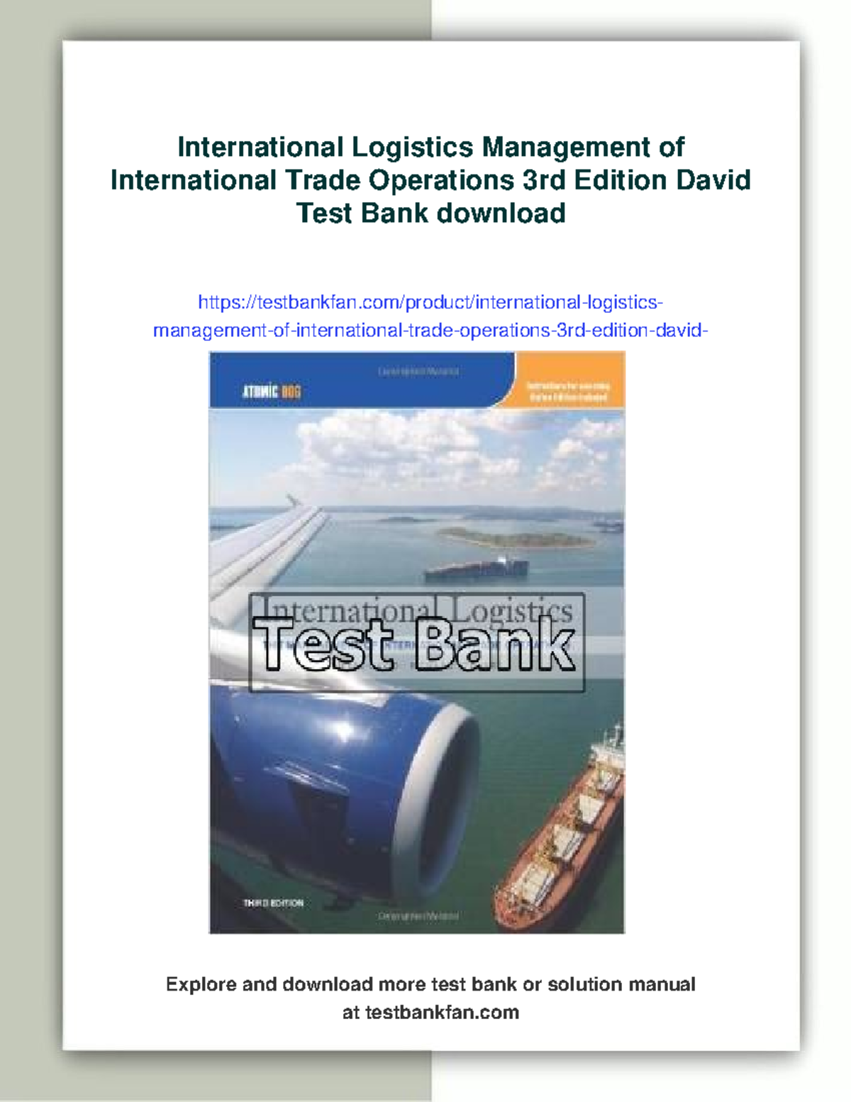 International Trade Operations: Logistics Management Test Bank (3rd Ed ...