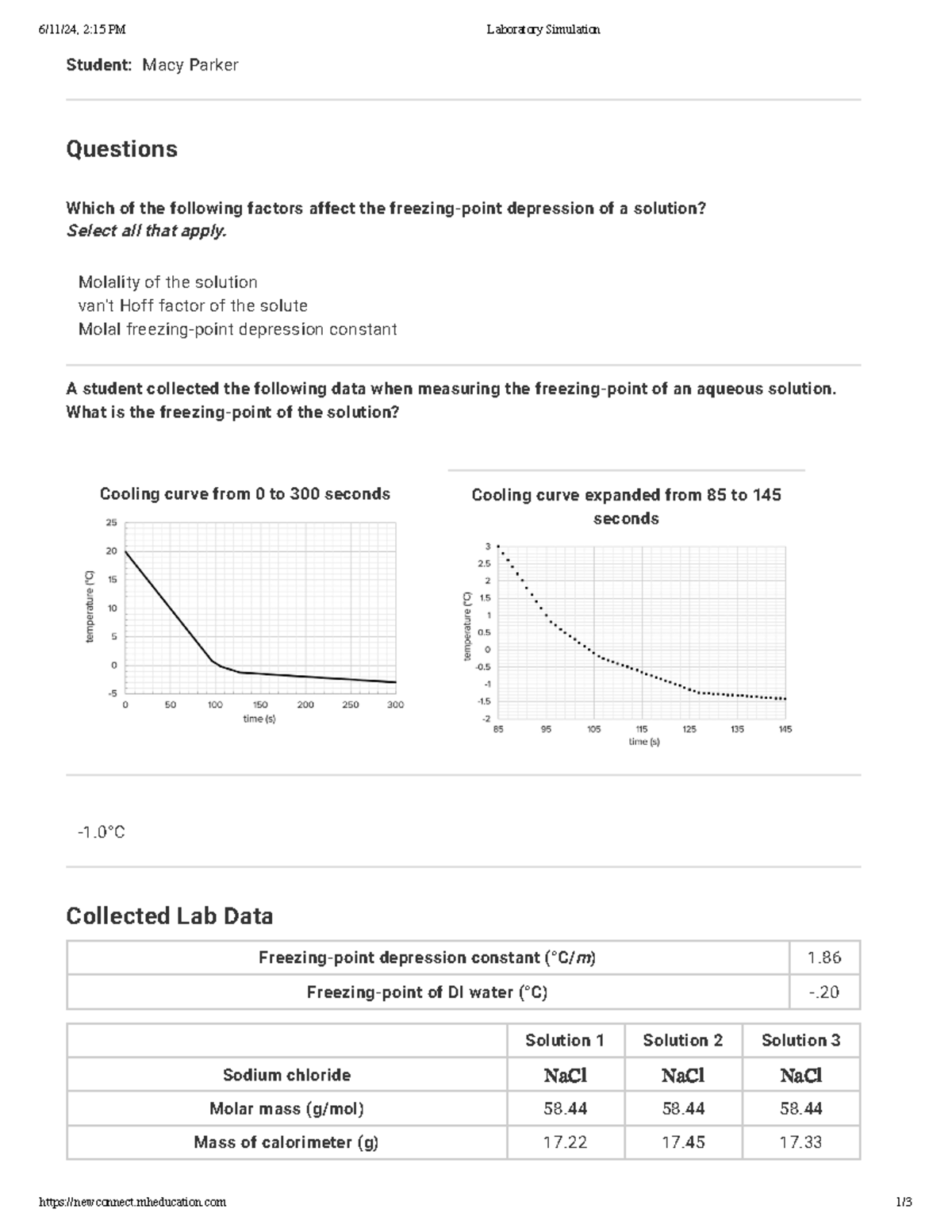 Freezing Point Depression Lab Data - Chemistry 101 - Studocu