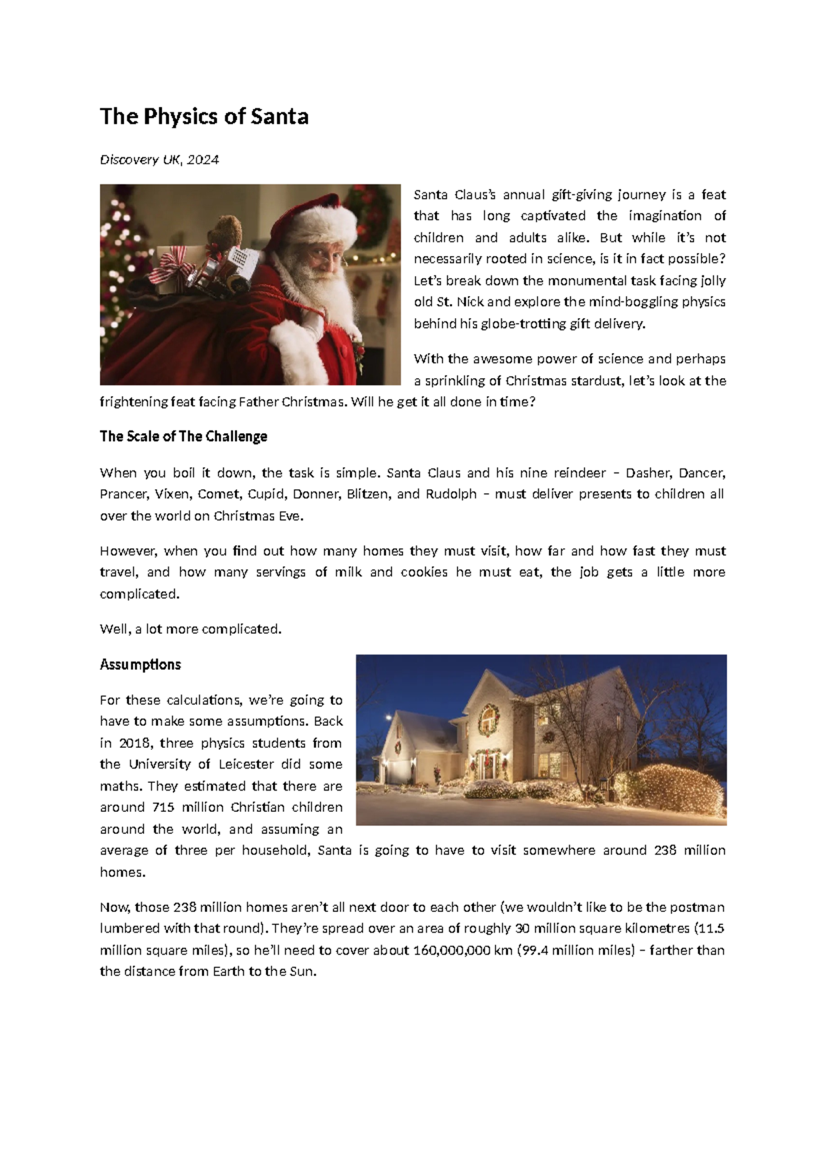 The Physics Behind Santa's 2024 Christmas Journey: A Study - Studocu