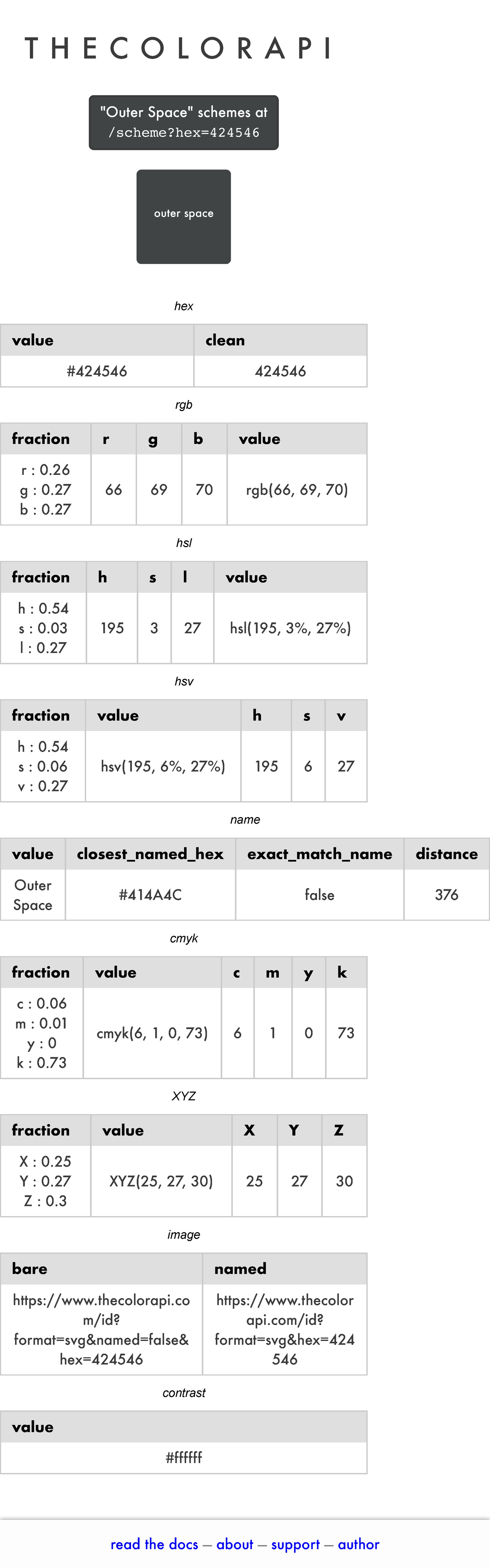 Outer Space Color API Schemes and Values Analysis - Studocu