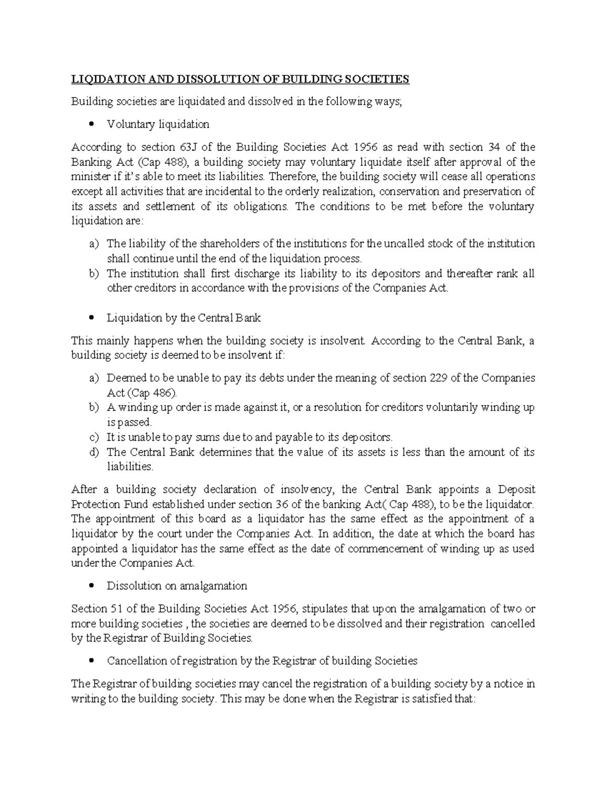 Liquidation And Dissolution Of Building Societies - LIQIDATION AND ...
