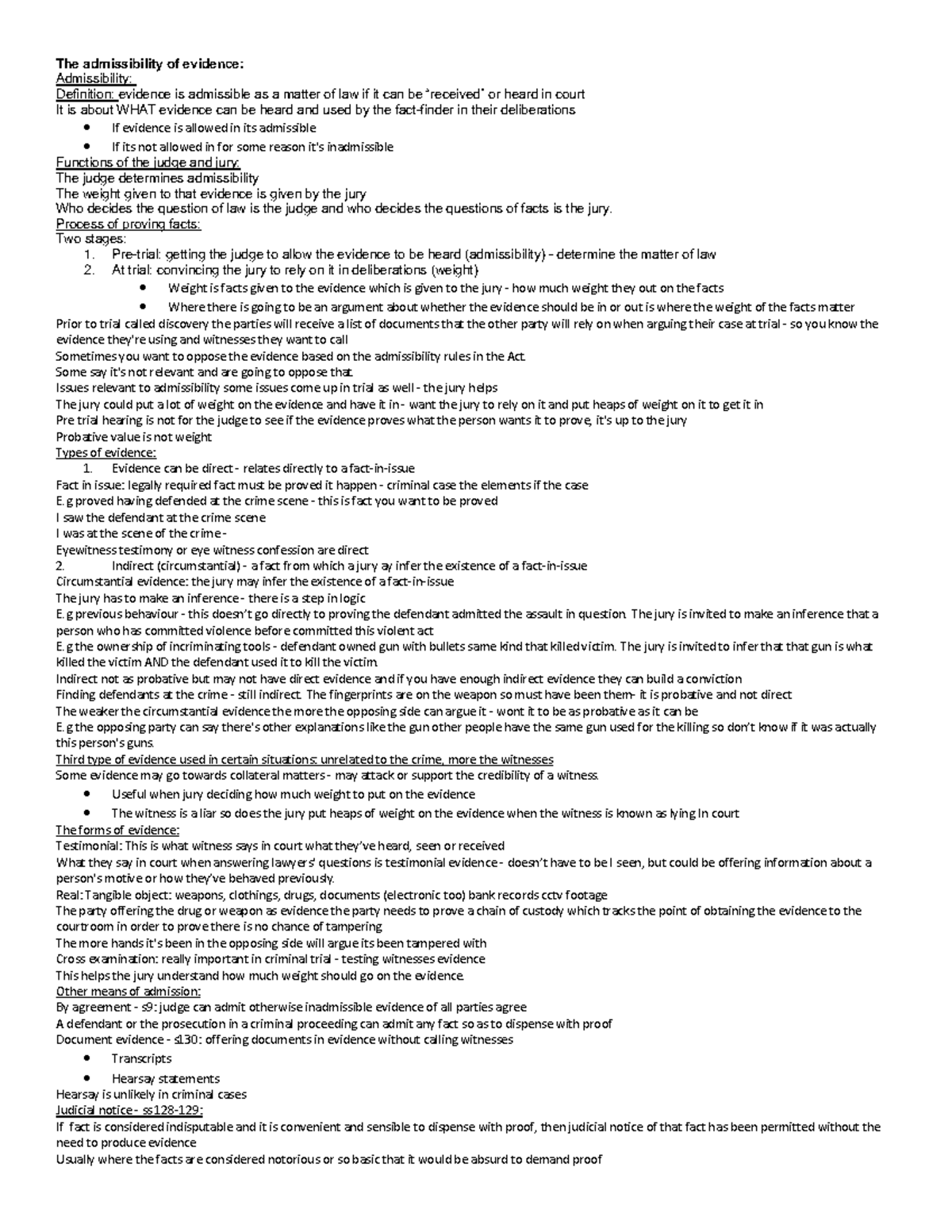 Evidence Law: Admissibility, Relevance, and Probative Value (LAW101 ...