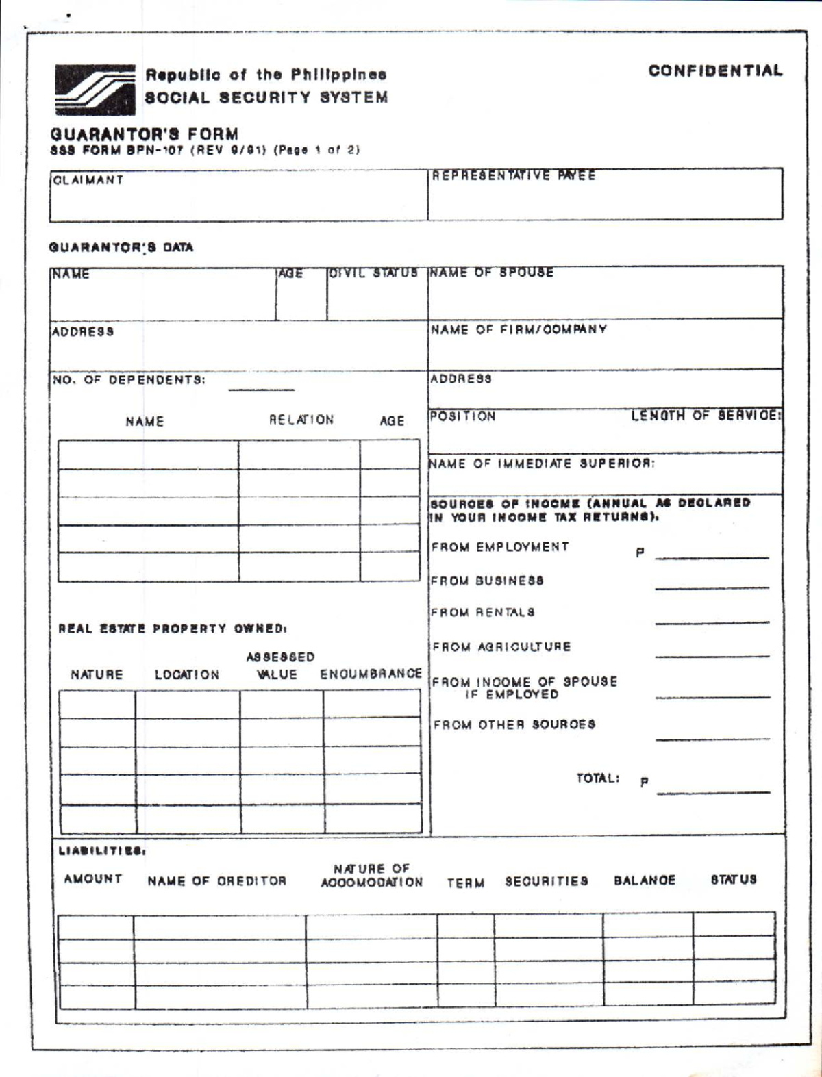 SSS Form Guide: Claimant Representative Payee Data - Studocu