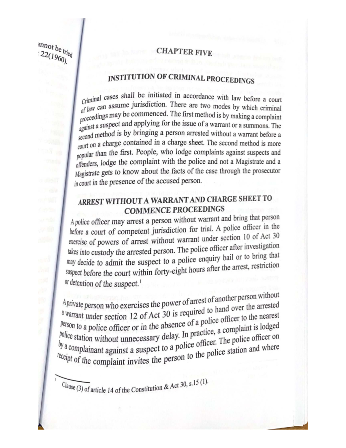 22(1960). CHAPTER FIVE: INSTITUTION OF CRIMINAL PROCEEDINGS - Studocu