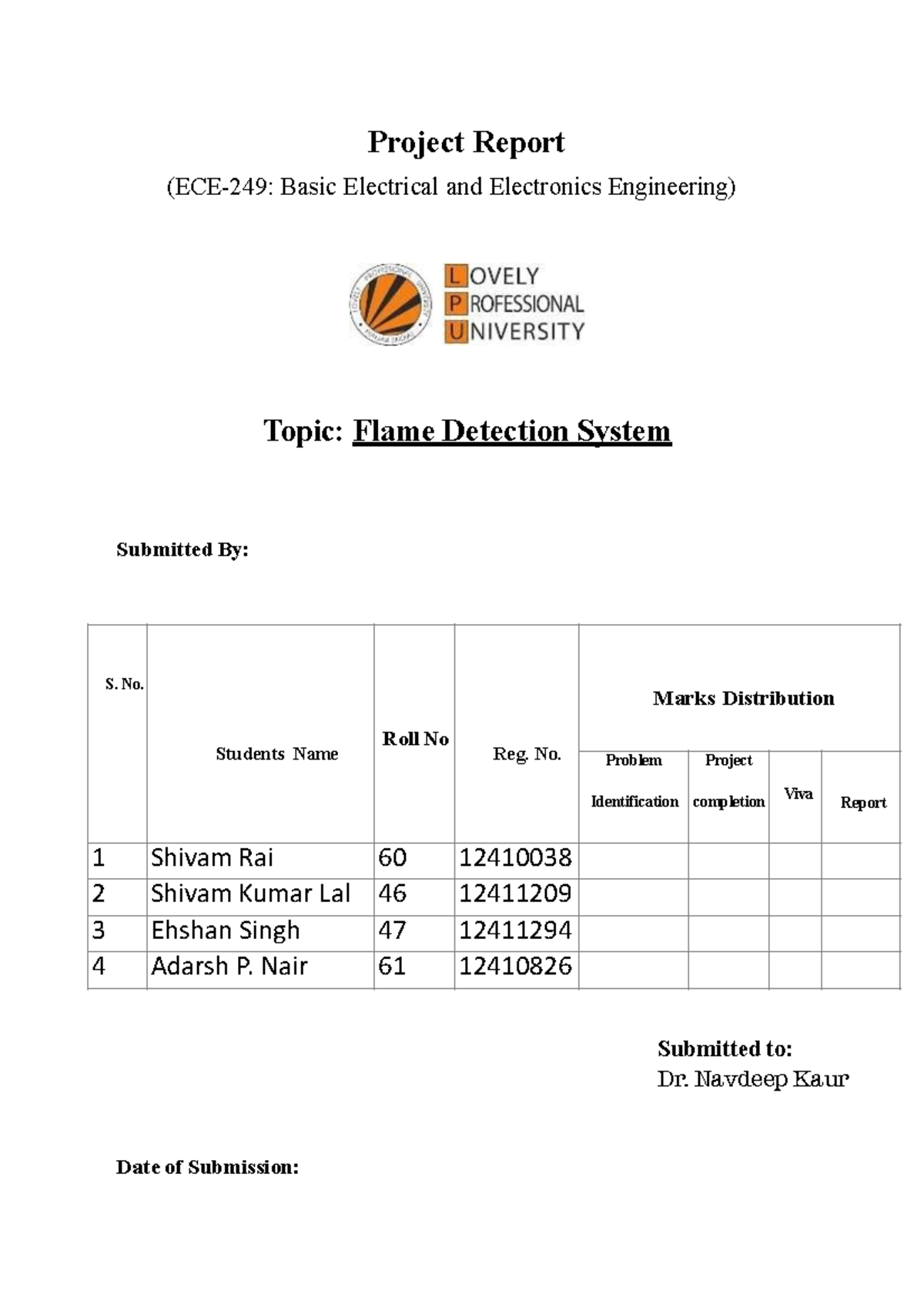 ECE front page - Electronics and Communication - Project Report (ECE ...