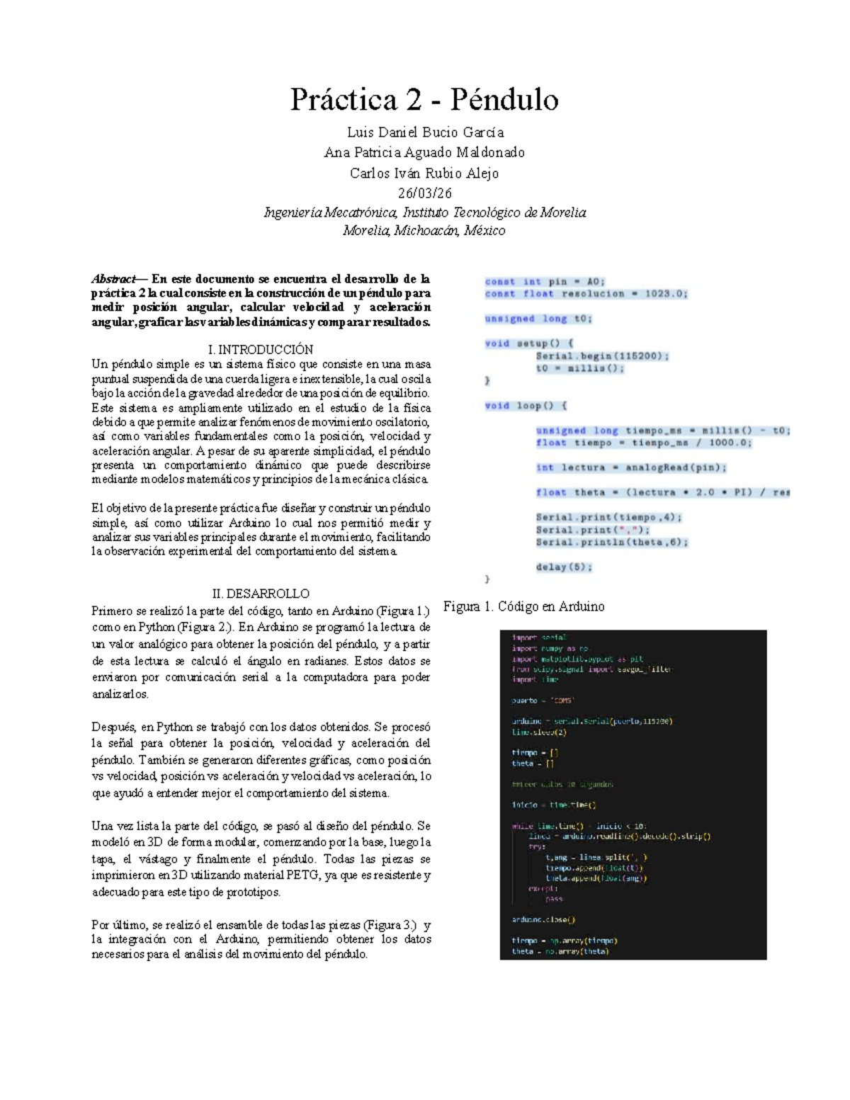 Práctica 2: Construcción y Análisis de un Péndulo en Arduino y Python ...