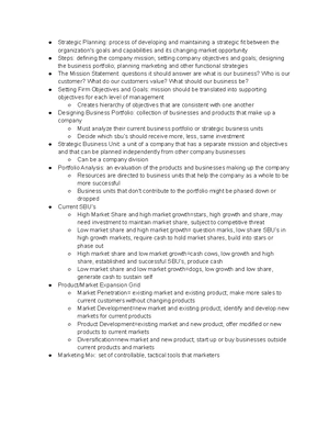 Strategic Planning - Study Notes & Assignments - Studocu