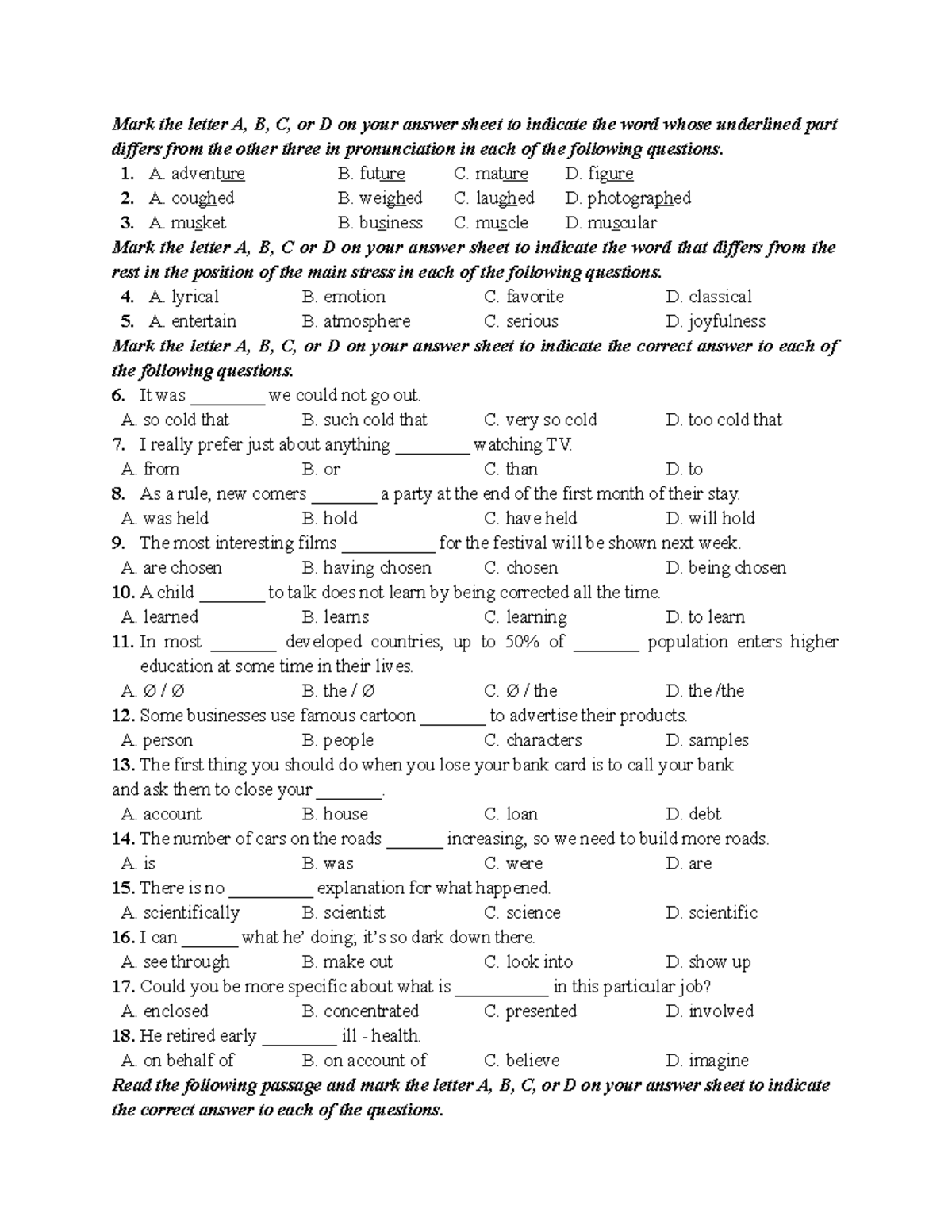 RV2 - Pronunciation and Stress Practice Questions with Answers - Studocu