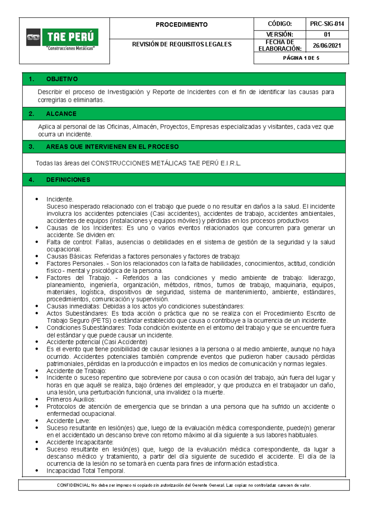 PRC-SIG-014 - Procedimiento para Revisión de Requisitos Legales - Studocu