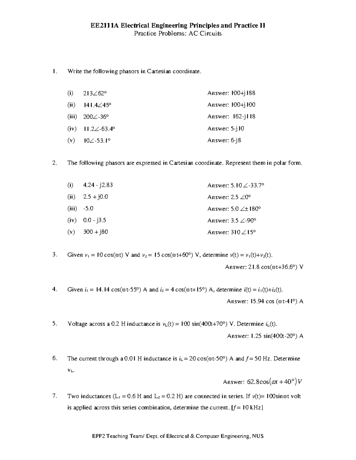 More Practice Problems (AC Circuit) - Practice Problems: AC Circuits ...