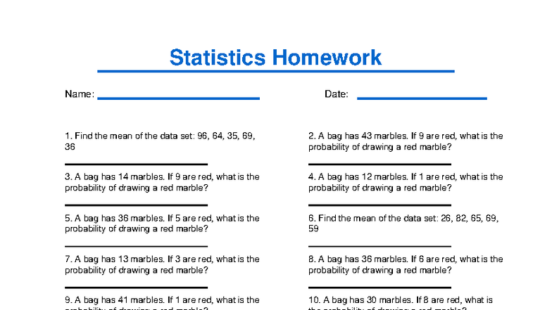 Statistics And Probability Homework Help