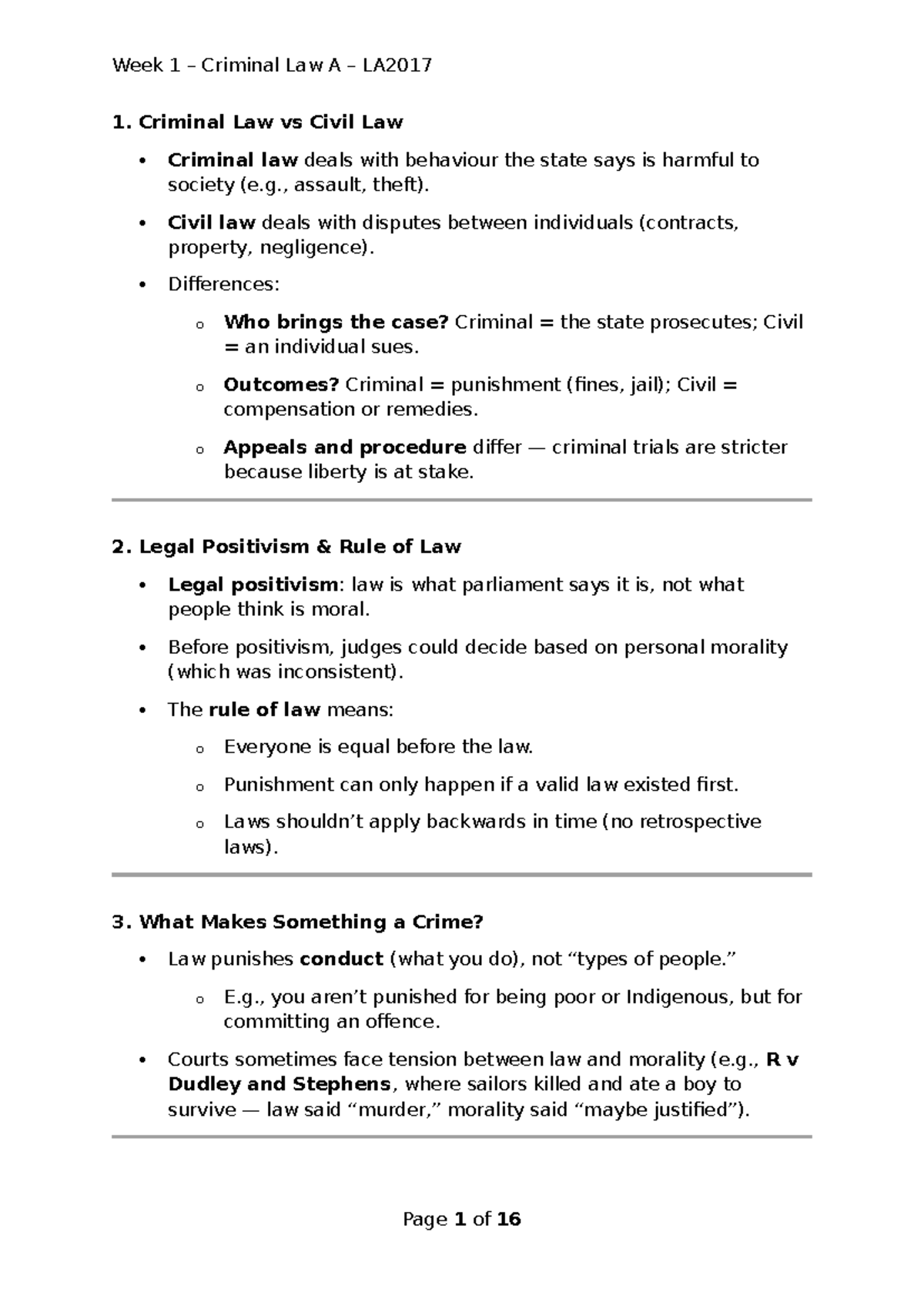 Week 1 Criminal Law A LA2017 Lecture Notes - Townsville 2025 - Studocu