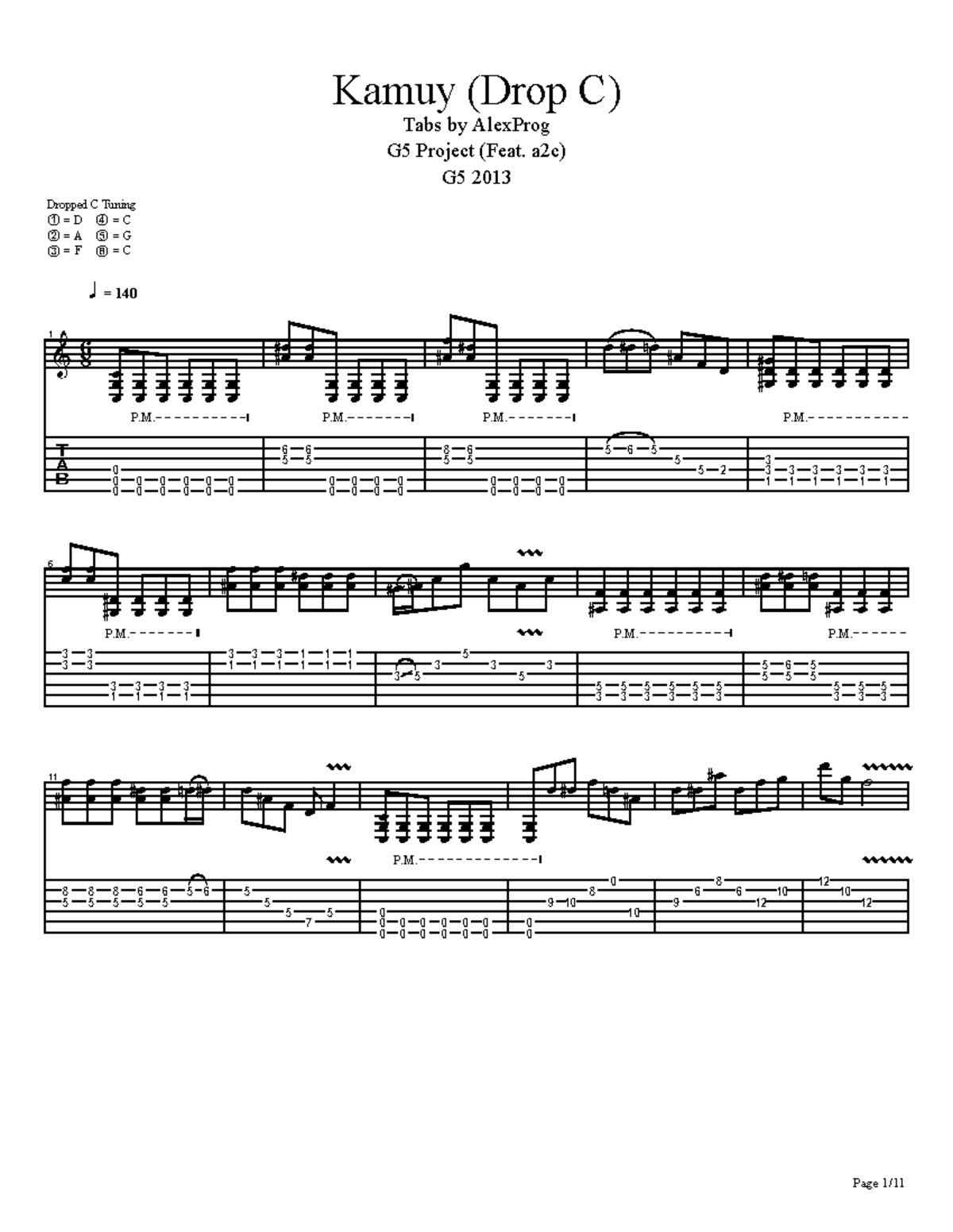 Kamuy (Drop C) Tabs - G5 2013 by AlexProg - Studocu