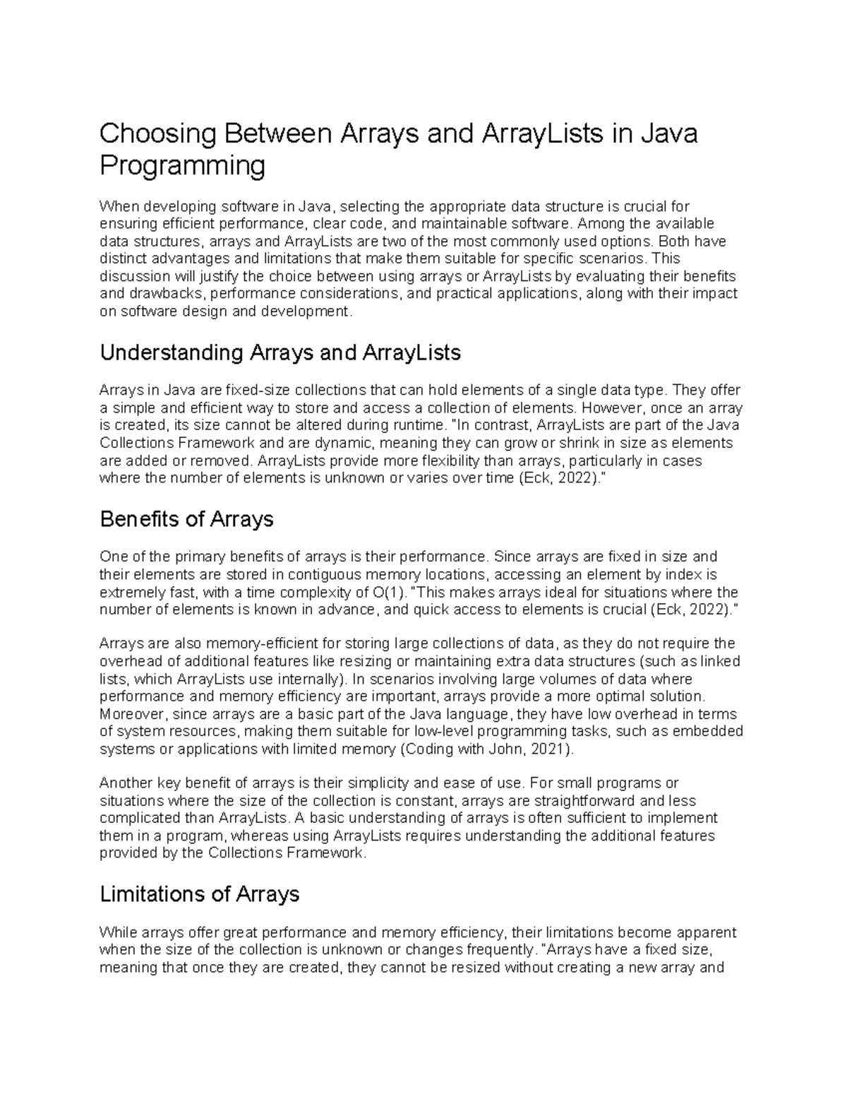 Discussion on Choosing Between Arrays and ArrayLists in Java ...