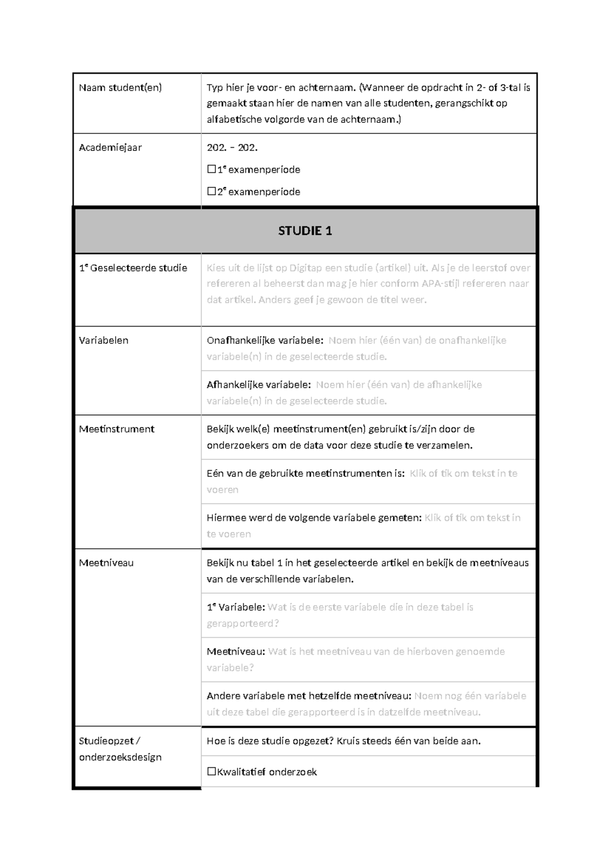 CAT Format: Student Research Study Analysis and Variables - Studocu