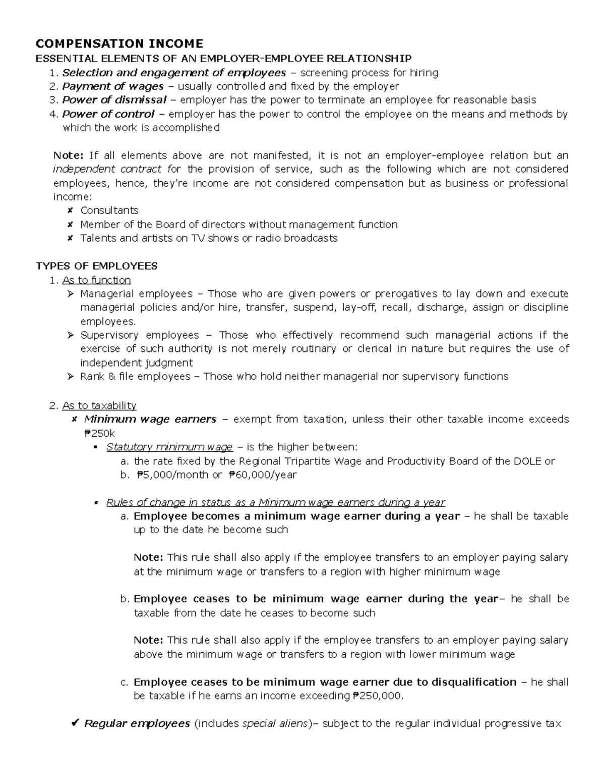 Compensation Income Calculation for Employment Benefits and Taxation ...
