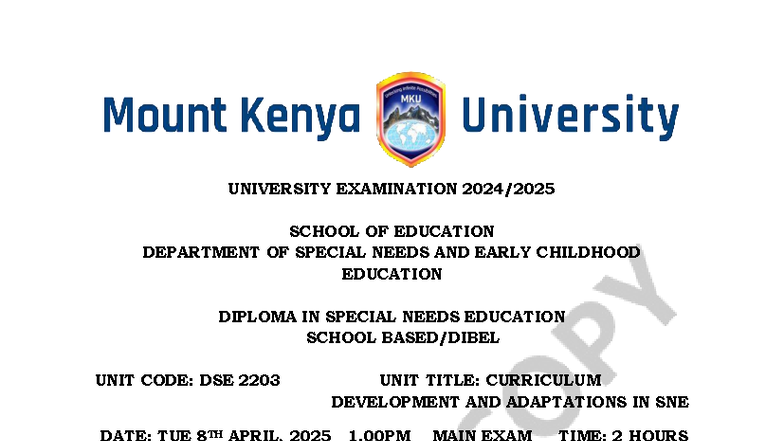 DSE 2203 Final Exam: Curriculum Development & Adaptations in SNE - Studocu