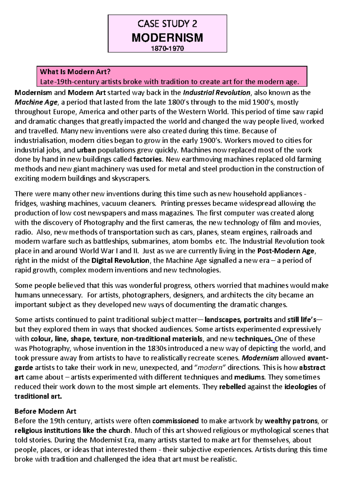 CASE%20 Study%202%20-%20 Modernism - CASE STUDY 2 MODERNISM 1870 ...