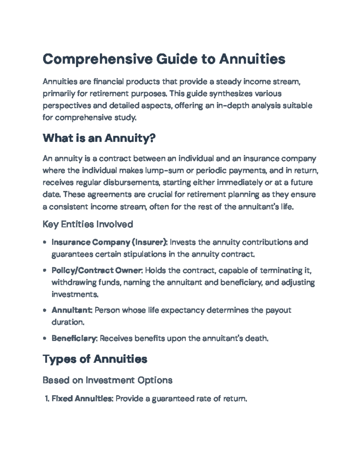 Comprehensive Guide to Annuities: Types, Funding & Payout Options ...