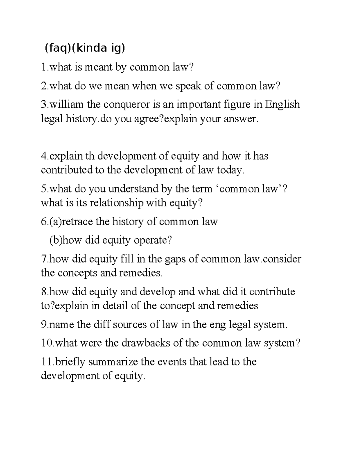 Common Law FAQ: Understanding Key Concepts and Equity Development - Studocu