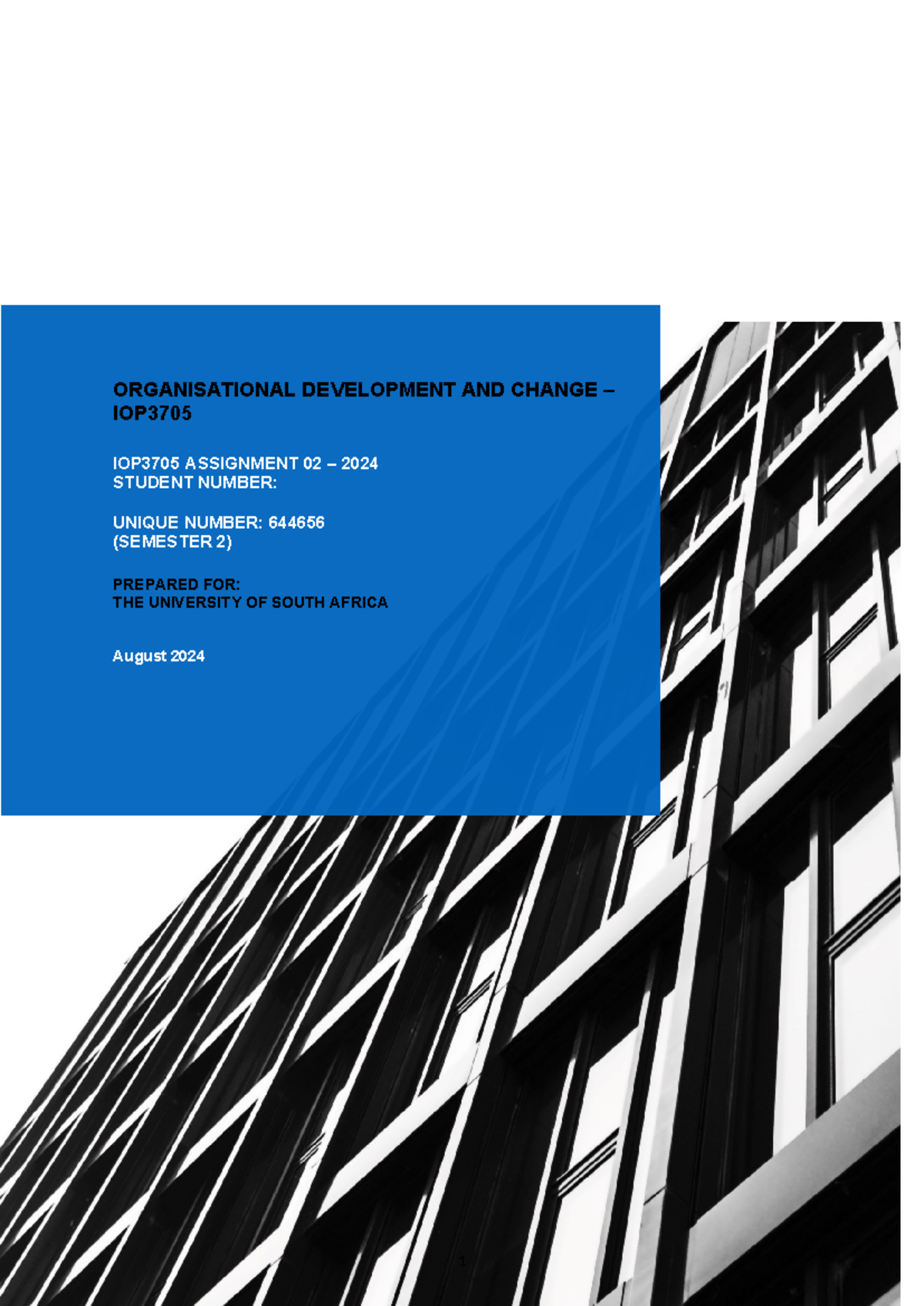 MNG3705 Assignment 02 - Organisational Development & Change Analysis ...