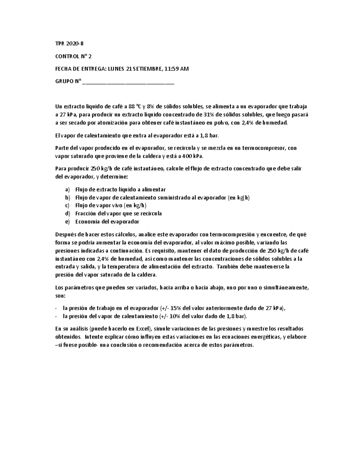 C2 - 2020 II - TPR Control: Análisis de Evaporador para Café ...