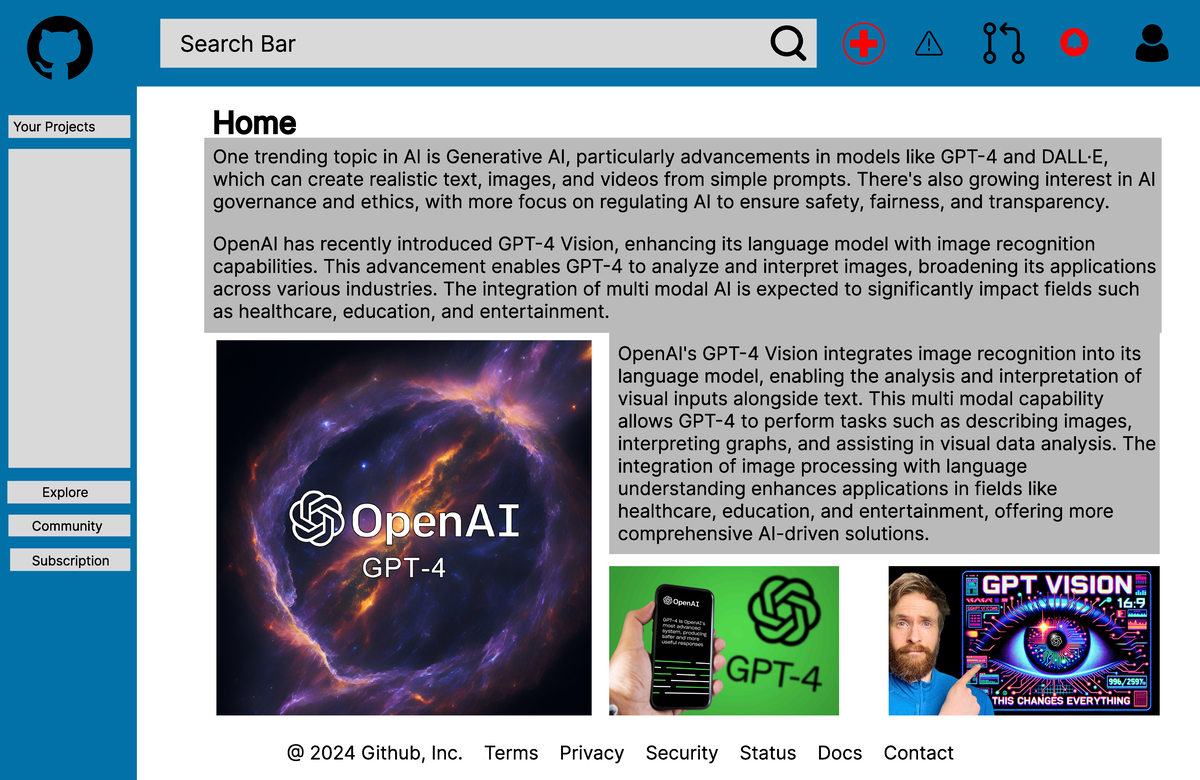 Github UX205 Assignment - Home One trending topic in AI is Generative ...