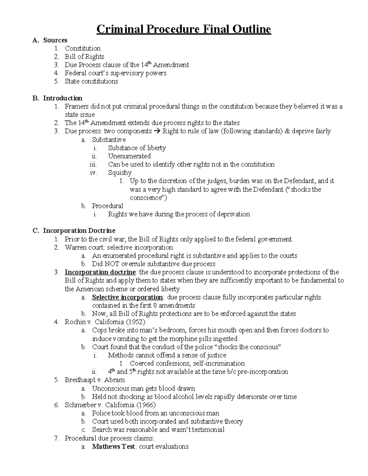 Crim Pro 2025 Final Exam Outline: Key Concepts & Cases - Studocu