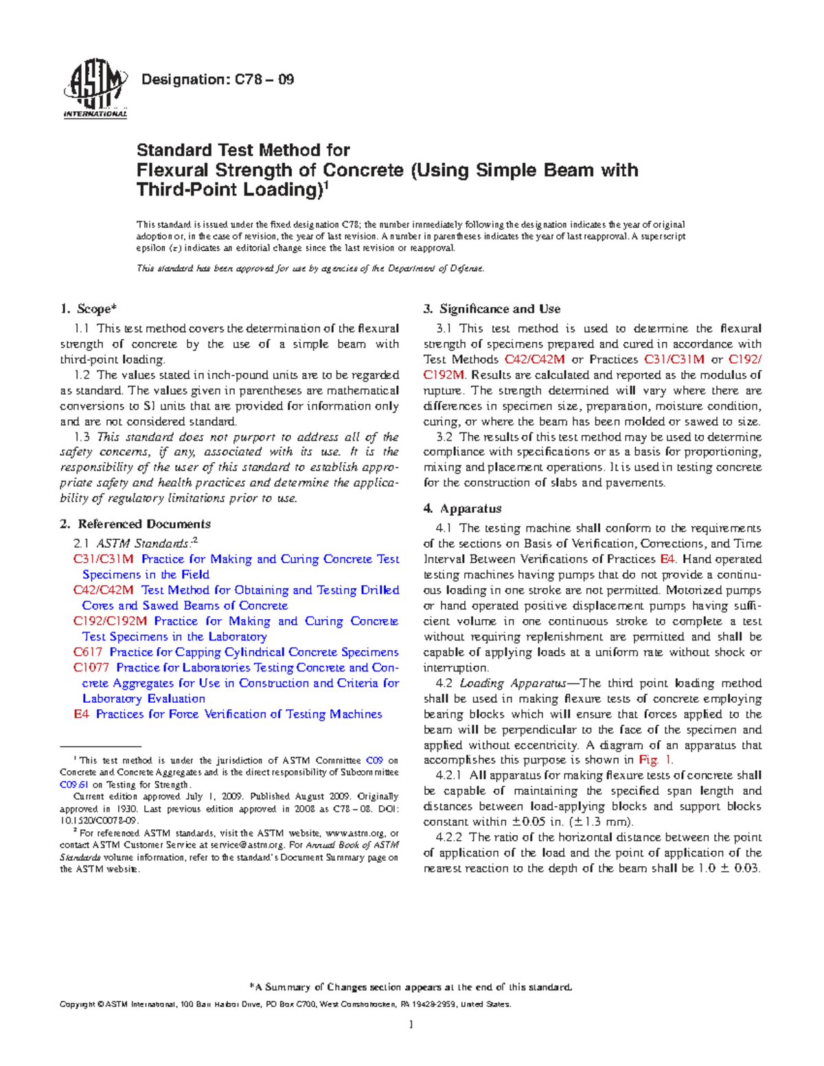 C78 09 Standard Test Method for Flexural Strength of Concrete - Studocu