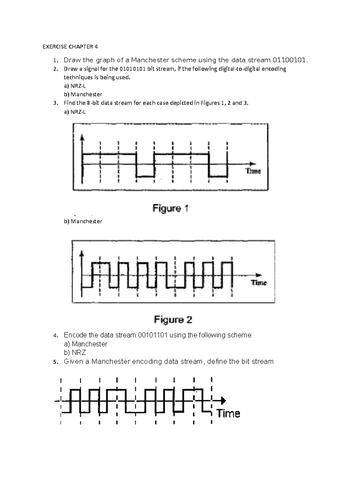 Chapter 4: Exercises on Manchester and NRZ Encoding Techniques - Studocu