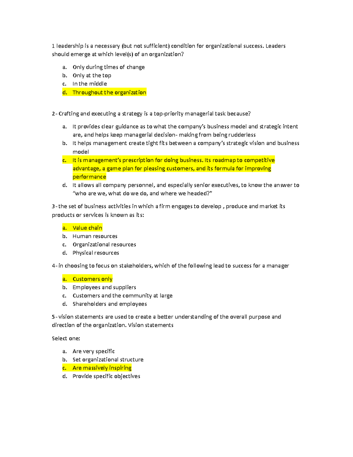 Midterm Strategic Management Study Guide - Studocu