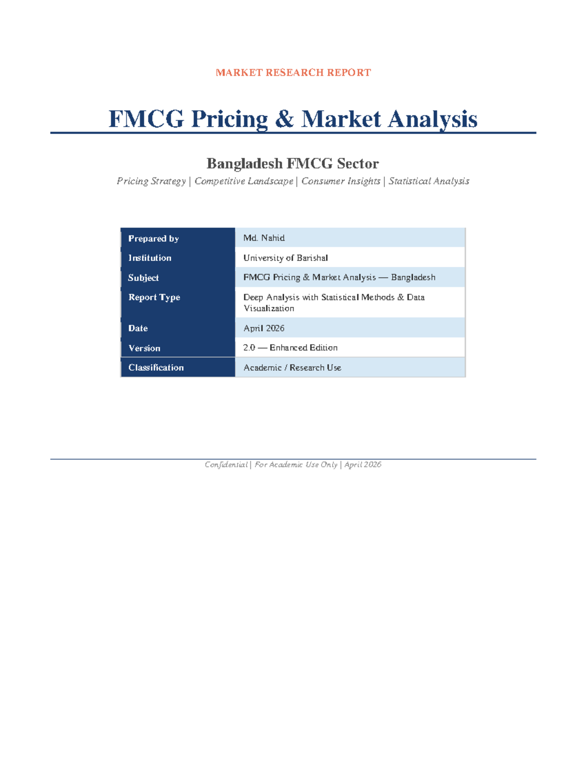 FMCG Pricing Market Analysis in Bangladesh: A Deep Dive Report (FMCG ...