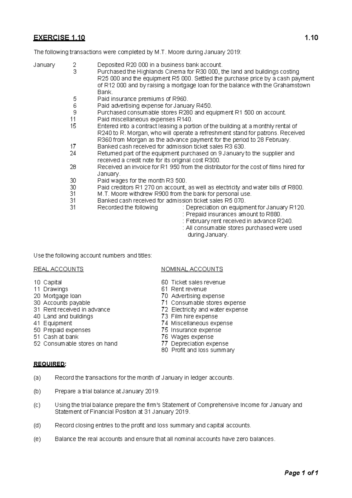 Exercise 1.10. (2025) - Assignment 3 - EXERCISE 1 1. The following ...