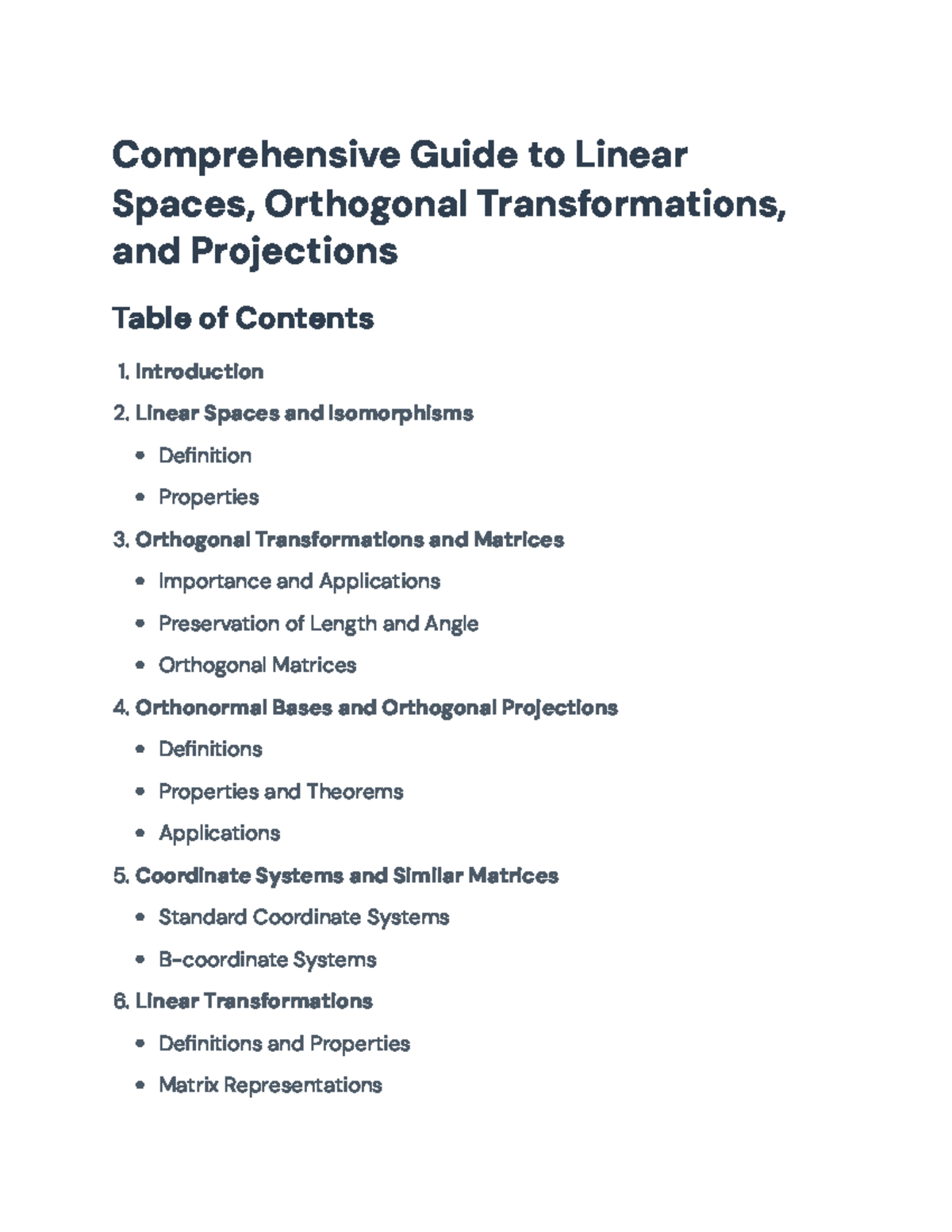 Comprehensive Guide to Linear Spaces and Orthogonal Transformations ...